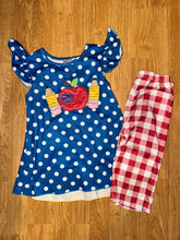 Load image into Gallery viewer, Unknown Girls polka dot and gingham school shorts outfit, size 7/8 7
