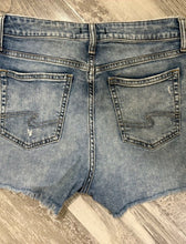 Load image into Gallery viewer, Silver jeans Size 27 Faded mid rise Light Blue Distressed Denim Cutoff Shorts
