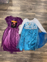 Load image into Gallery viewer, Disney Frozen 2 Anna 6-6X &amp; Elsa inspired dresses EUC. Elsa dress has gemstones w a gemstone train. 6
