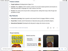 Load image into Gallery viewer, Brain Quest Kindergarten 300 Question  Game Brain Quest For Ages 5-6
