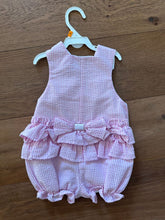 Load image into Gallery viewer, The Bailey Boys Pink seersucker bunny romper 9 Months
