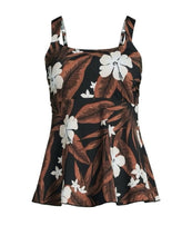 Load image into Gallery viewer, NWT Lands End Size S Swim Top Brown Black Floral Soft Cup Women's - S
