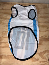 Load image into Gallery viewer, Pet Soccer Futbol Jersey, Argentina, 10, Messi, Dog, World Cup, GOAT, Small, NEW, 8in across front
