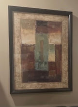 Load image into Gallery viewer, Z-Gallerie Framed artwork brown, gold &amp; teal 55in long x43 in wide. Can hang horizontal or vertical
