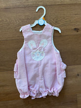 Load image into Gallery viewer, The Bailey Boys Pink seersucker bunny romper 9 Months
