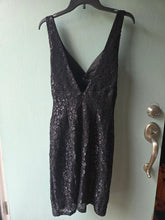 Load image into Gallery viewer, Hugo Buscati Black Lace Dress with Built in Bra 10 Bobeau M Sheer Pocket Tank Women's 10
