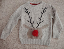 Load image into Gallery viewer, Next Adorable Rudolf Reindeer sweater with pom pom nose size 3-4 yr 3T
