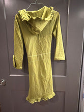 Load image into Gallery viewer, Matilda, Jane size medium wrapped dress or jacket Lime green with button details and ruffles Women's 6
