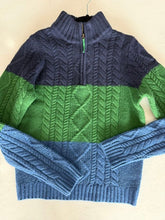 Load image into Gallery viewer, Boden 11-12, NWT, Nvy/grn wool cableknit, qtr zip sweater 12
