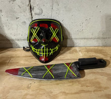 Load image into Gallery viewer, Light up Purge Mask, Light up Knife, LED, battery, Controller with clip for each, Flash or steady light, NEW
