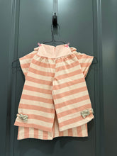 Load image into Gallery viewer, Persnickety Pink stripped set with pants and ruffles 2T
