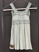 Load image into Gallery viewer, Matilda Jane Seafoam green, sleeveless dress, with buttons and ruffles 2T
