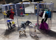 Load image into Gallery viewer, Rainbow high Closet carrying case with clothes shoes suitcase chair Dolls and Accessories

