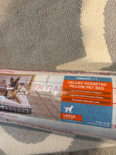 Load image into Gallery viewer, Vibrant Life Lg. Deluxe Gusset Pillow Dog Bed NIP New. 42 x 32 in. Washable cover. Brown chic cabin moose. 90 lb.
