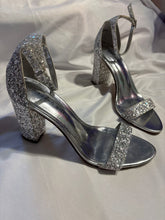 Load image into Gallery viewer, Madden Girl Silver chunky heels only worn once on carpet 9 (Adult)
