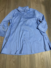 Load image into Gallery viewer, Chicos NWT, color is blue veil, side slit poplin shirt, soft and comfy Women's - M
