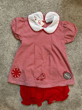 Load image into Gallery viewer, jellybean NWT red and white football shirt with bloomers 24 Months
