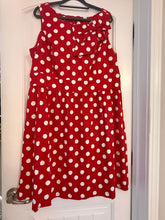 Load image into Gallery viewer, Red polka dot dressy dress sleeveless size 2x Knee length thicker material wore on Disney cruise once Women's - XXL

