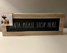Load image into Gallery viewer, Rae Dunn Framed Wood Decor NWT Santa Please Stop Here 14 inch length
