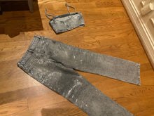 Load image into Gallery viewer, Zara size 0 pants and small cropped top Silver sparkle outfit Women's - S
