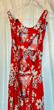 Load image into Gallery viewer, Forever 21 Red long white flower sundress crisscross back Women's - M
