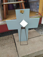 Load image into Gallery viewer, Blue floral cross. Brand New Self standing
