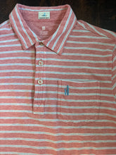 Load image into Gallery viewer, Johnnie O hangin out polo coral and blue shirt Cotton modal spandex blend - youth 12 12
