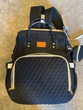 Load image into Gallery viewer, Diaper bag Black diaper bag with changing pad Potty and Diapering
