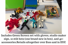 Load image into Gallery viewer, Stik bot animation set green screen and 10 stik bots - one brand new in box and over 40 accessories Educational

