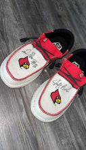 Load image into Gallery viewer, Hey Dudes Louisville Cardinals signed by Jeff Brohm and Jack Plummer 7-1/2 (Adult)

