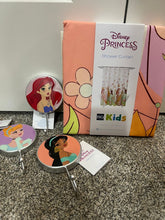 Load image into Gallery viewer, Disney Shower curtain 70x72 inches with 3 princess towel hooks all NWT
