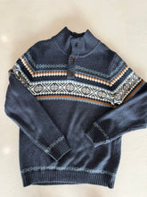 Load image into Gallery viewer, Janie and Jack Blue multi Isle Sweater, button neck, EUC 10
