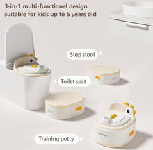 Load image into Gallery viewer, Kindsgut3-in-1Potty Training Toilet removable bowl BNIB Removable Seat, Dinosaur Design, Step Stool, Splash Guard,
